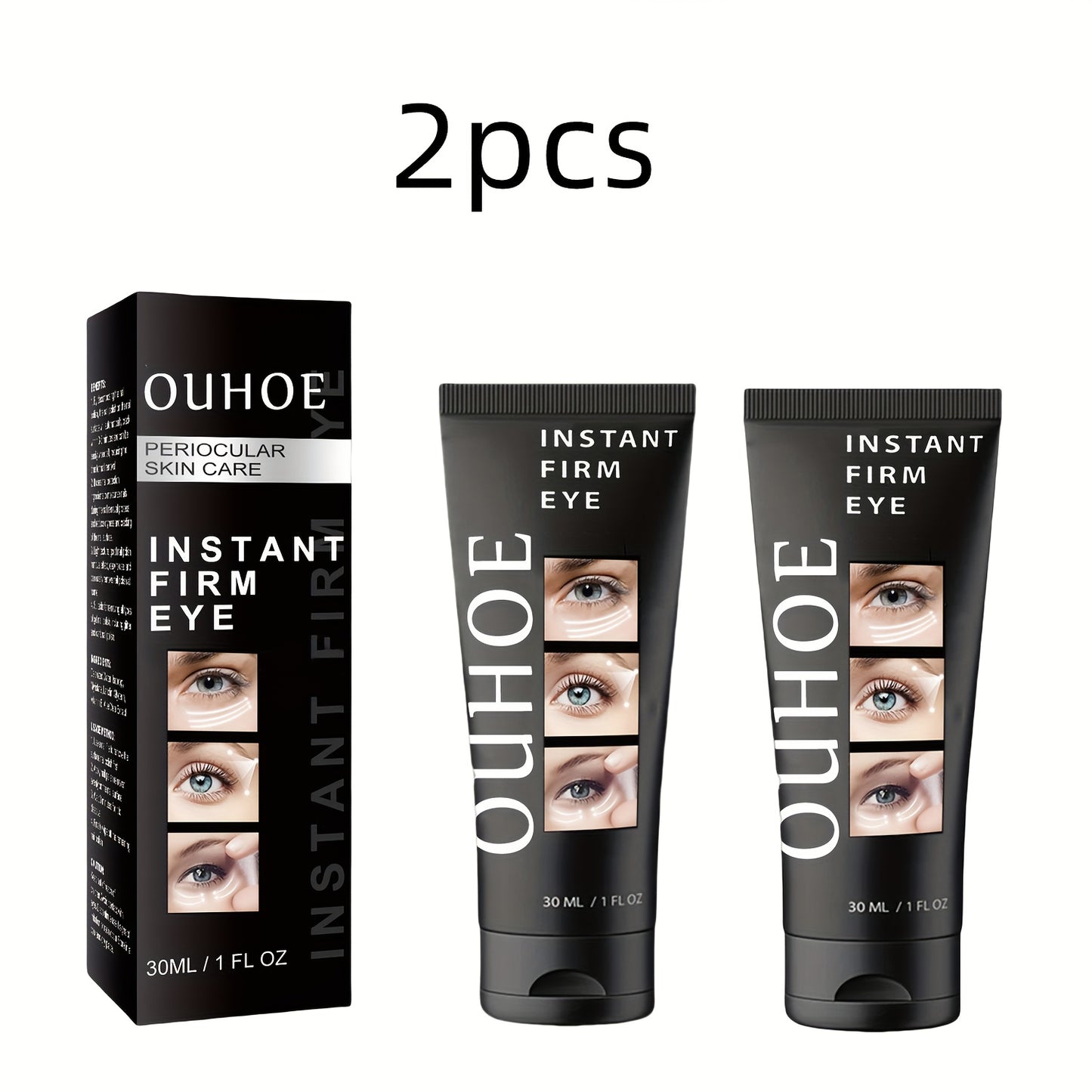 OUHOE Instant Eye Tightener Cream for all skin types. Firming and hydrating with Niacinamide & Hyaluronic Acid. Fragrance-free, enhances eye contour and moisture levels, for daily use.