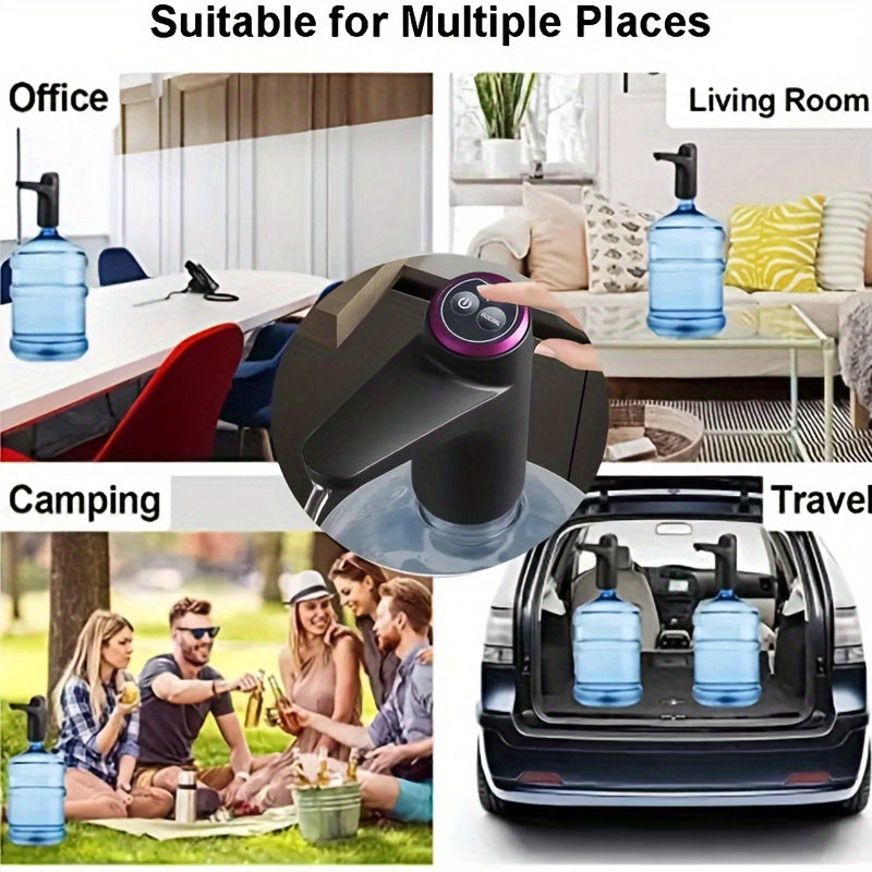 Portable Water Pump with USB Rechargeable Feature - Automatically Dispenses for Large Bottles, Suitable for Camping and Home Use, Made of Food-Safe Plastic