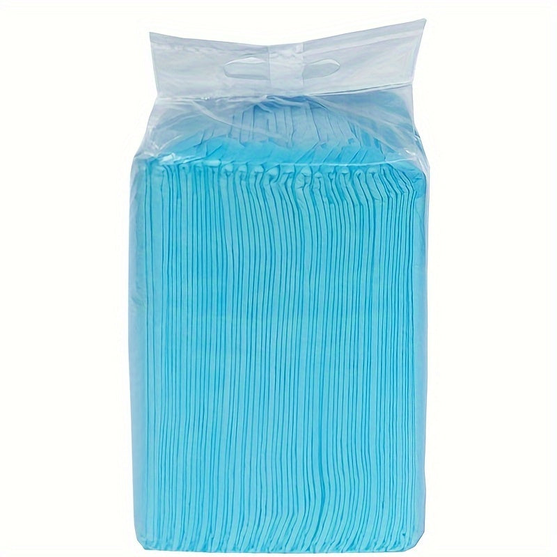 Leak-proof disposable dog training pads for pet hygiene. Absorbent non-woven fabric in light blue, secure fit for house training and incontinence.