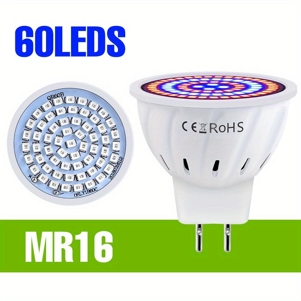 E27 LED Grow Light Bulb for Indoor Plants, Full Spectrum Hydroponic Lamp with 48/60 SMD2835 LEDs, Suitable for Greenhouse Tent Gardening.