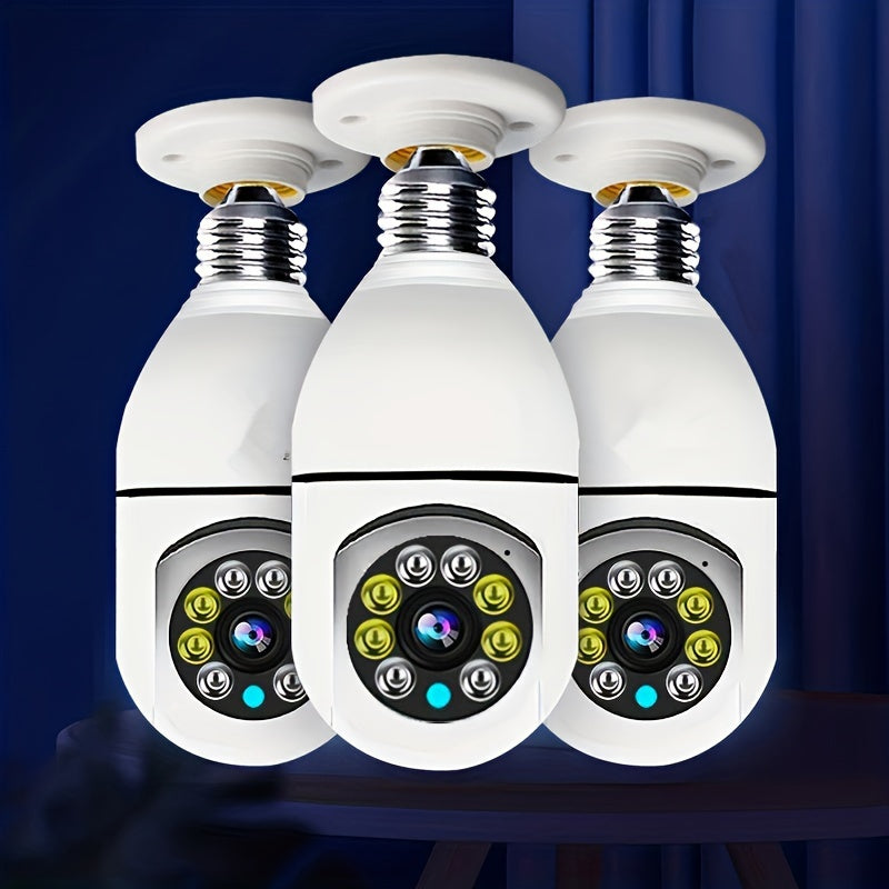 2.4GHz WiFi HD E27 Bulb Camera Featuring Automatic Tracking, Black-White Night Vision, and Two-Way Audio Communication