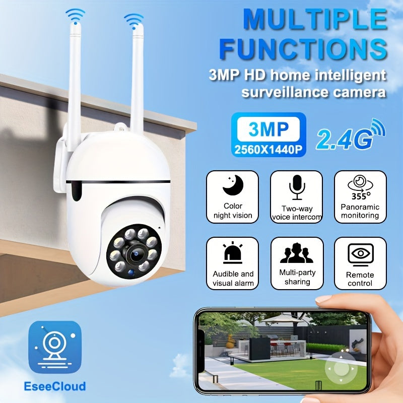 The Teruhal 1440P HD Security Camera offers smart WiFi surveillance for your home, featuring indoor motion tracking, day/night vision, and person/pet detection. It operates on a 2.4GHz Wi-Fi network and includes motion alert and live video capabilities.