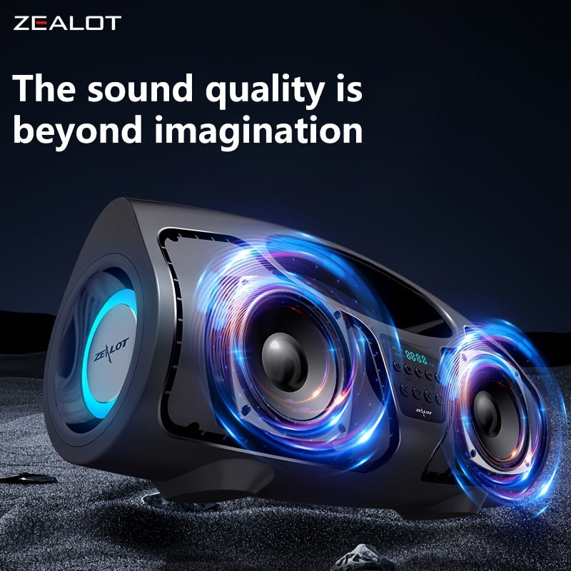 ZEALOT P1 40W Wireless Speaker with Microphone, 7.2 Surround Sound, Hi-Fi Lossless Audio, 16 Hours Playtime, Dual Stereo Tabletop Speaker with Bass Boost, Button Control, USB Type-C