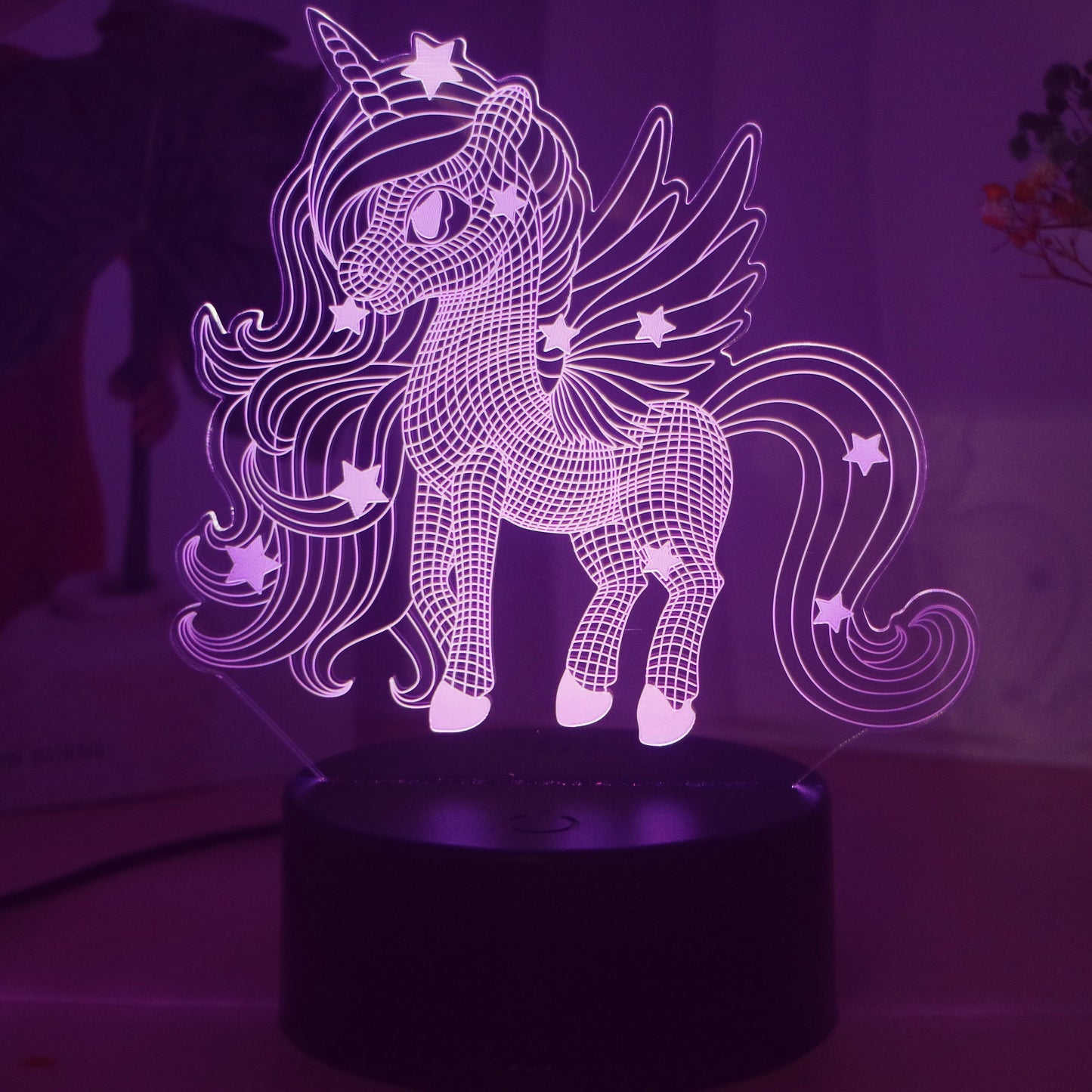 Unicorn LED Night Light with Celestial Shine - 3D Illusion, Touch-Control, USB Power