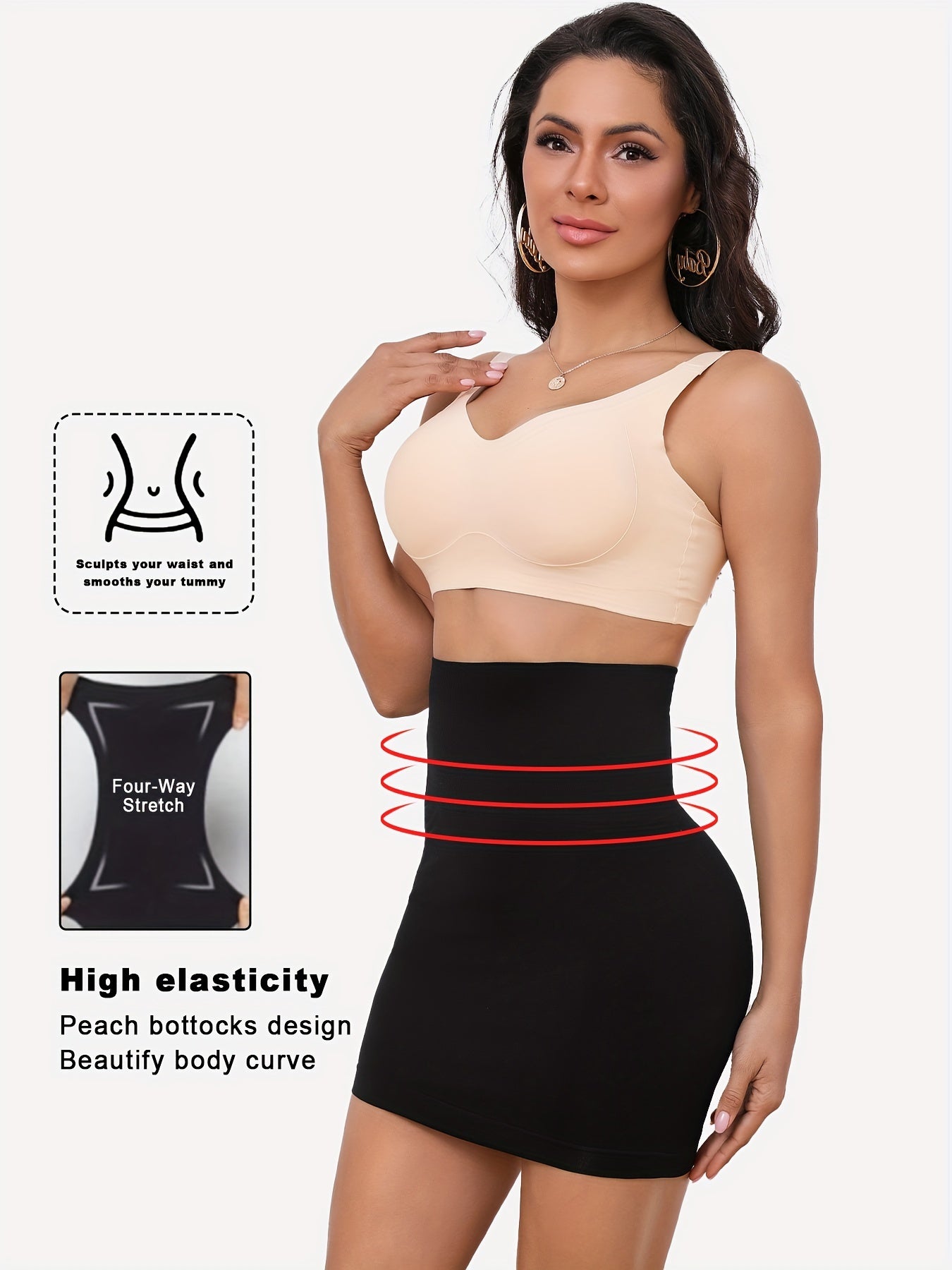 High waist shaping skirt with seamless design for women's underwear and shapewear.