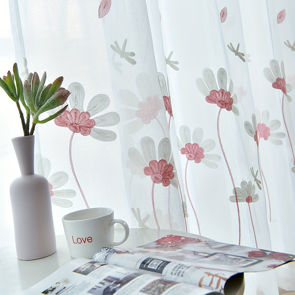 Add a touch of simplicity and charm to your living space with this 1-piece Simple Animal Embroidery Tulle Curtain. Featuring a beautiful pastoral style flower embroidery design, this window sheer curtain is perfect for adding a delicate touch to your