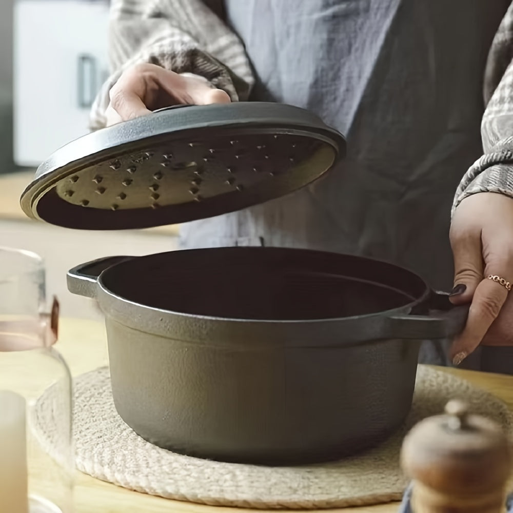 Dual-handled Cast Iron Stew Pot - Versatile, Non-Stick & Easy to Clean - Ideal for Soups and More - 22cm, 24cm, 26cm Sizes Available