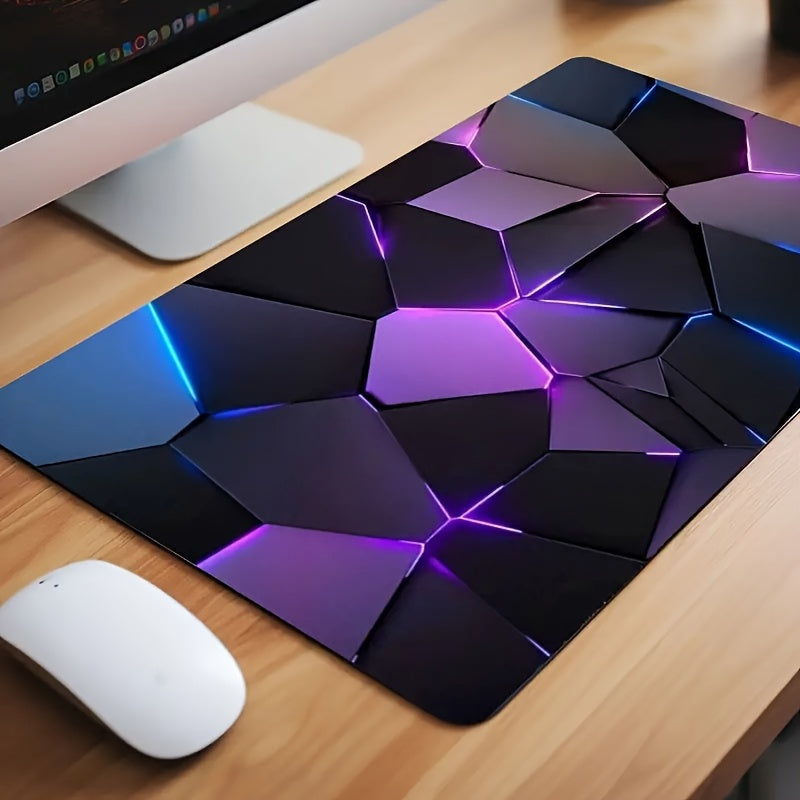 Blue and purple abstract gaming mouse pad for gamers and office use, with non-slip polyester fiber for keyboards.