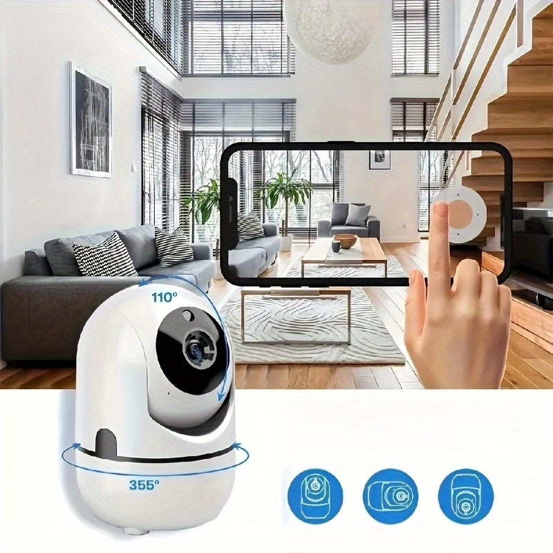 Enhanced HD 1080P Security Camera featuring WiFi Connectivity, Auto Tracking and Motion Detection - Includes Night Vision and Two-Way Audio for Home Protection, Pet Surveillance, 2.4G Support with Advanced Security Features.