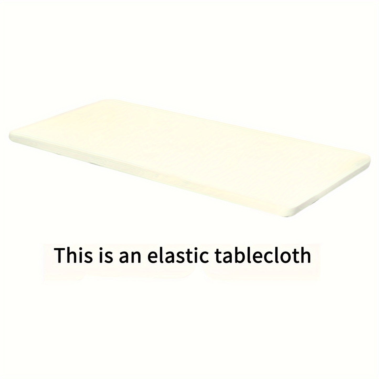 Rectangular half-wrapped polyester tablecloth with elastic edges, perfect for outdoor events and parties.