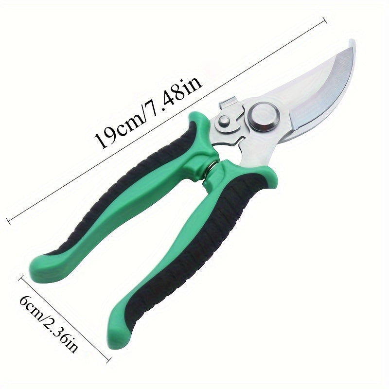 Durable stainless steel pruning shears for fruit trees and thick branches, perfect for flower arrangements, with ergonomic design for easier use.