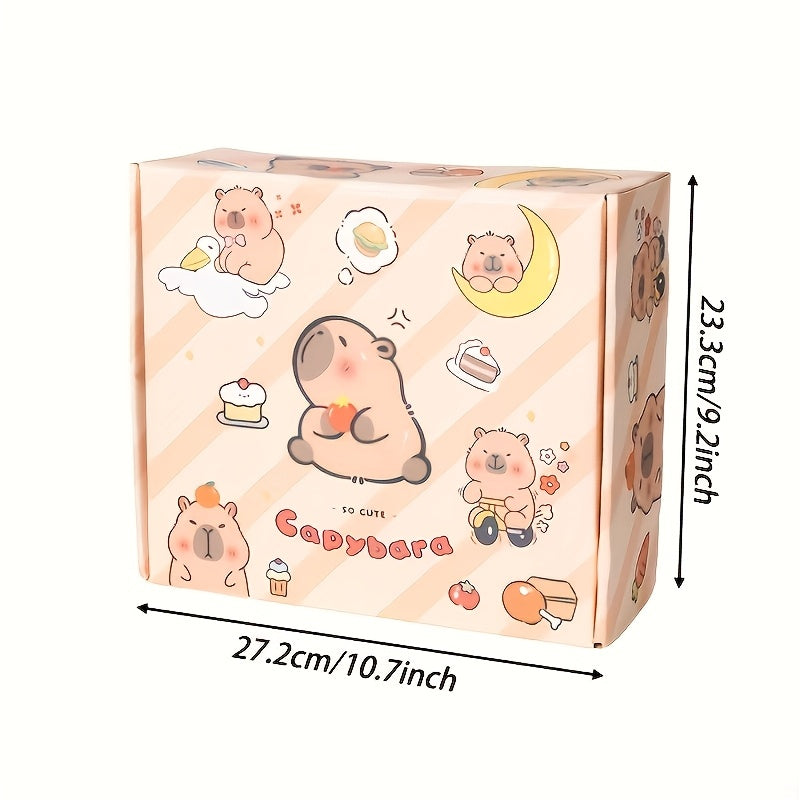 Capybara-themed stationery gift set with notebooks, pens, paper clips, and accessories in a tote bag for students, animal lovers, and student rewards.