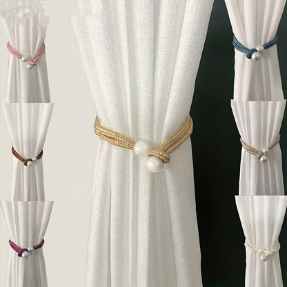 Fashionable and simple curtain binding rope available in 1 piece or 2 pieces. This decorative rope features creative pearl accents, adding beauty to your curtains. Use it as a decorative curtain buckle or binding strap for a simple and elegant touch.