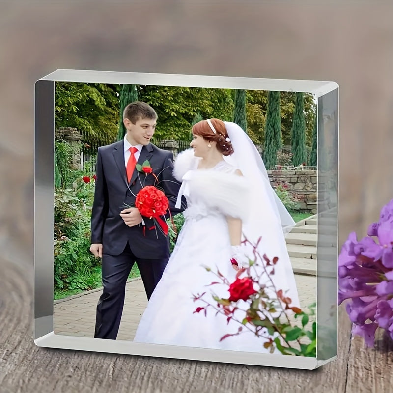 Personalized Transparent Acrylic Photo Frame for Wedding Couple Portrait, Romantic Anniversary, Birthday, or Valentine's Day Gift with Custom Picture Display