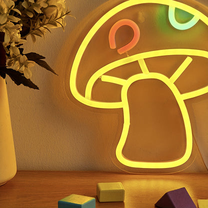 USB powered mushroom-shaped LED neon sign, great for bedroom decor, parties, weddings, and holidays.