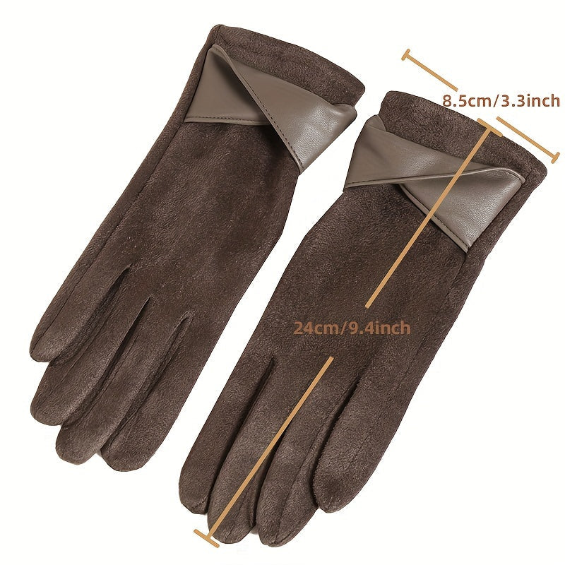 Stay warm and stylish this winter with our Women's Elegant Touchscreen Gloves. These gloves feature a cozy polyester fleece lining, an elastic fit, and a chic bowknot design. The breathable knit material ensures comfort during casual outings, biking, or