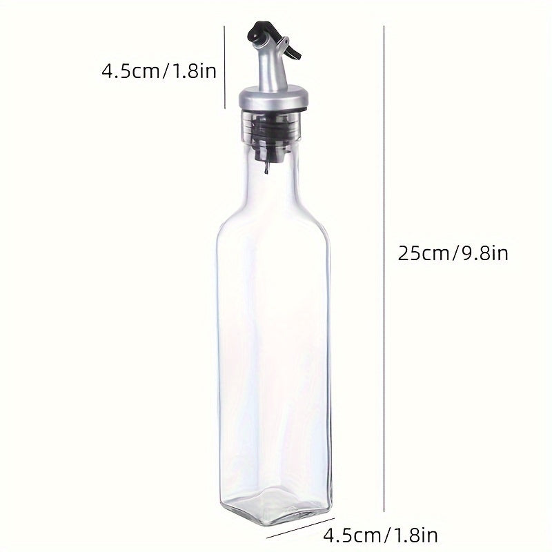 Premium Glass Oil Dispenser Bottle, Leak-Proof Olive Oil Container for Kitchen, BBQ, Camping, Picnic - Square Seasoning Bottle, Hand Wash Only, PVC-Free, Available in 1 or 2 piece set.