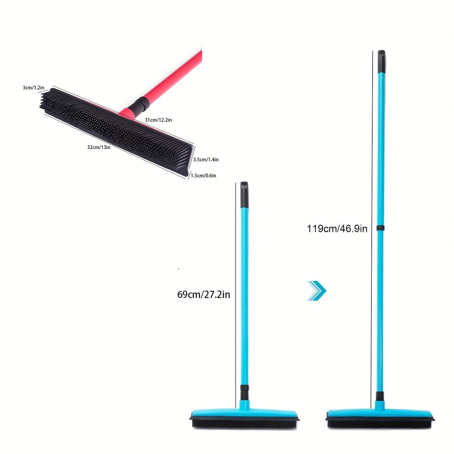 Get ready for school with this handy carpet hair removal sweeper! This telescopic broom comes with a silicone cleaning brush and dust removal floor brush, making it the perfect tool for keeping your home clean. Say goodbye to pet hair with this pet hair