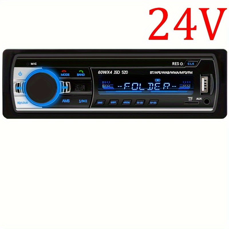 Universal car radio MP3 player with wireless FM, USB aux input, color display, voice navigation, and no battery needed.