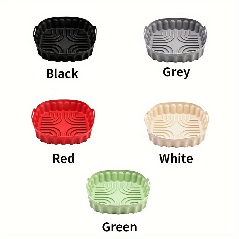 Set of Silicone Air Fryer Trays with Handles - Includes Large and Small Rectangular Trays for Deep Frying