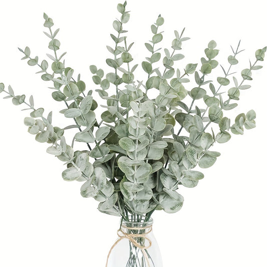 10pcs Artificial Eucalyptus Leaves for Home and Garden Decoration, Silvery Dollar Greenery Stems for Wedding and Party Centerpieces, Outdoor Table Wreath.