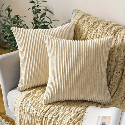 Bohemian style pillow cover with striped pattern, zipper closure, and woven polyester material. Hand wash only. Ideal for sofa, living room, bedroom, or farmhouse decor. Gift-friendly packaging. 1 piece per pack.