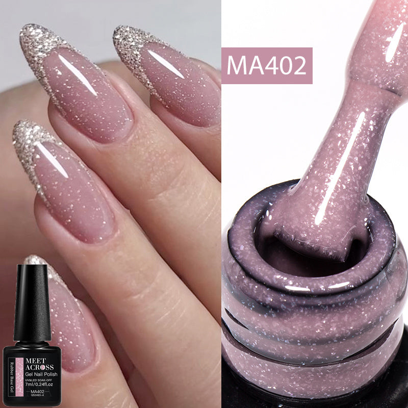 7ml Shimmering Nude Glitter Gel Nail Polish - Soak Off UV LED Varnish for DIY Manicures, Scent-Free