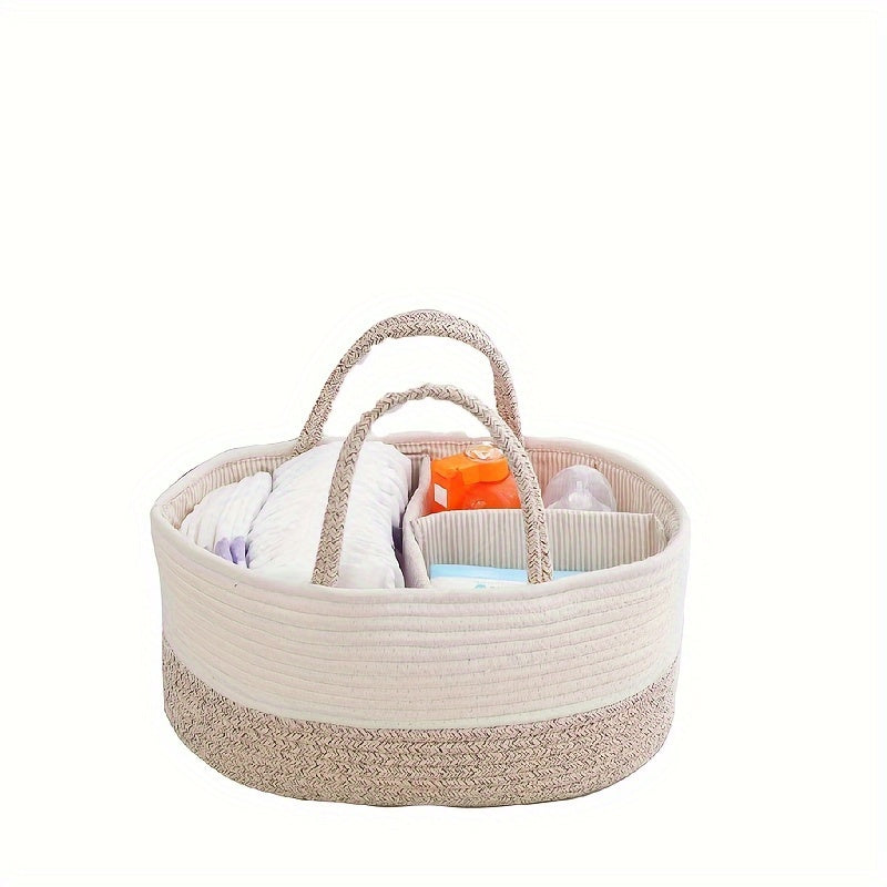 Versatile Storage Basket with Divided Compartments - Easily Portable Alphabet Design for Organizing Milk Bottles, Diapers, Baby Essentials, and Infant Supplies. This European-inspired Rope Laundry Basket offers ample storage capacity for your Home