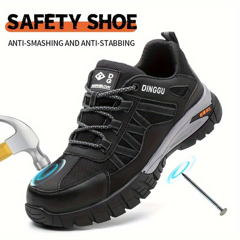 DINGGU Men's Steel Toe Work Shoes with Puncture Resistant Rubber Sole, Breathable and Lightweight.