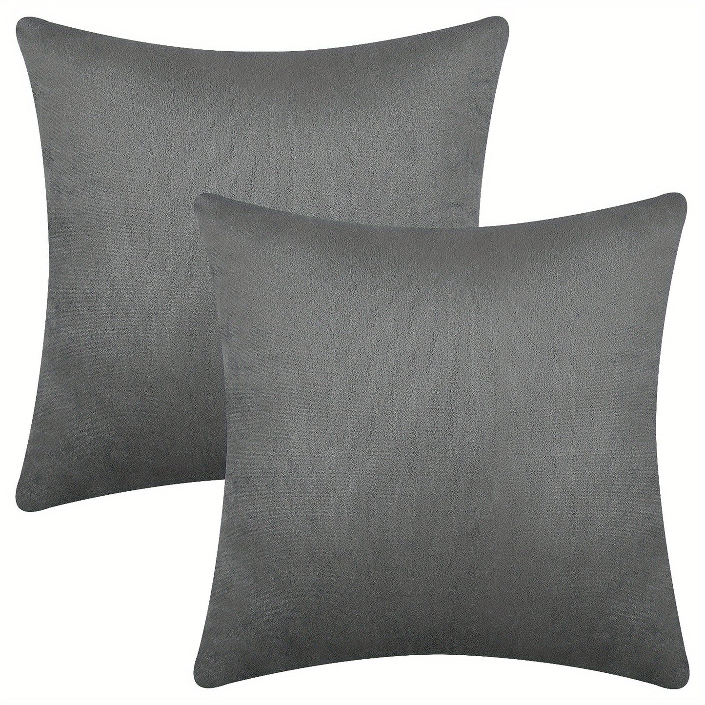 Two velvet soft solid color pillowcases for sofa, bedroom, car - 18x18 inches (45x45cm)