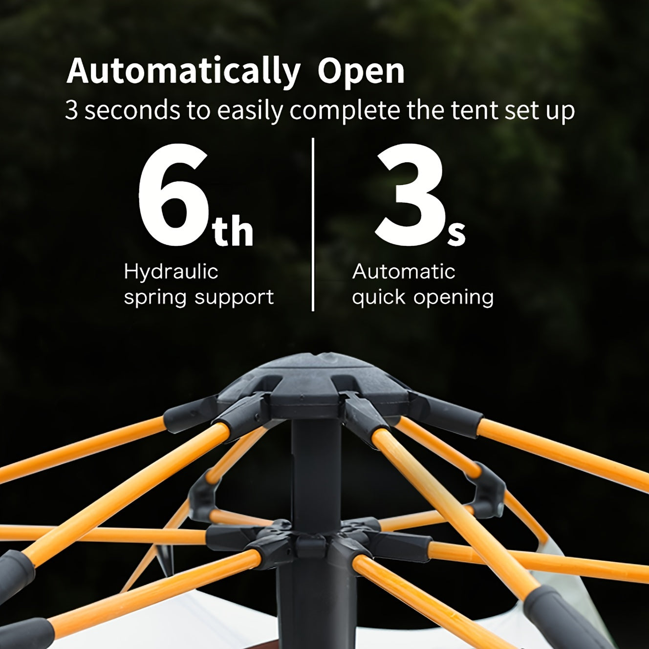 Fully automatic 4-person tent in lush green with durable poles, waterproof polyester blend, easy zip closure, portable for all seasons.