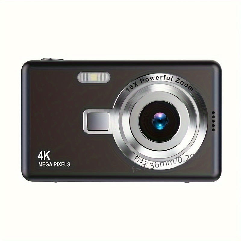 FHD 1080P vlog camera with auto-focus, 12 MP, 16x digital zoom, 2.4-inch TFT screen, portable for students.