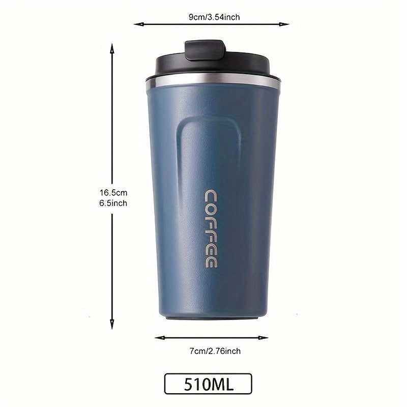 Stainless Steel Coffee Mug - 17oz, Reusable, Break Resistant, Round Shape, Leakproof Lid - Perfect for Office, Outdoors, and Car Use - Great for Christmas, Halloween, Thanksgiving, and Valentine's Day - Hand Wash Recommended.