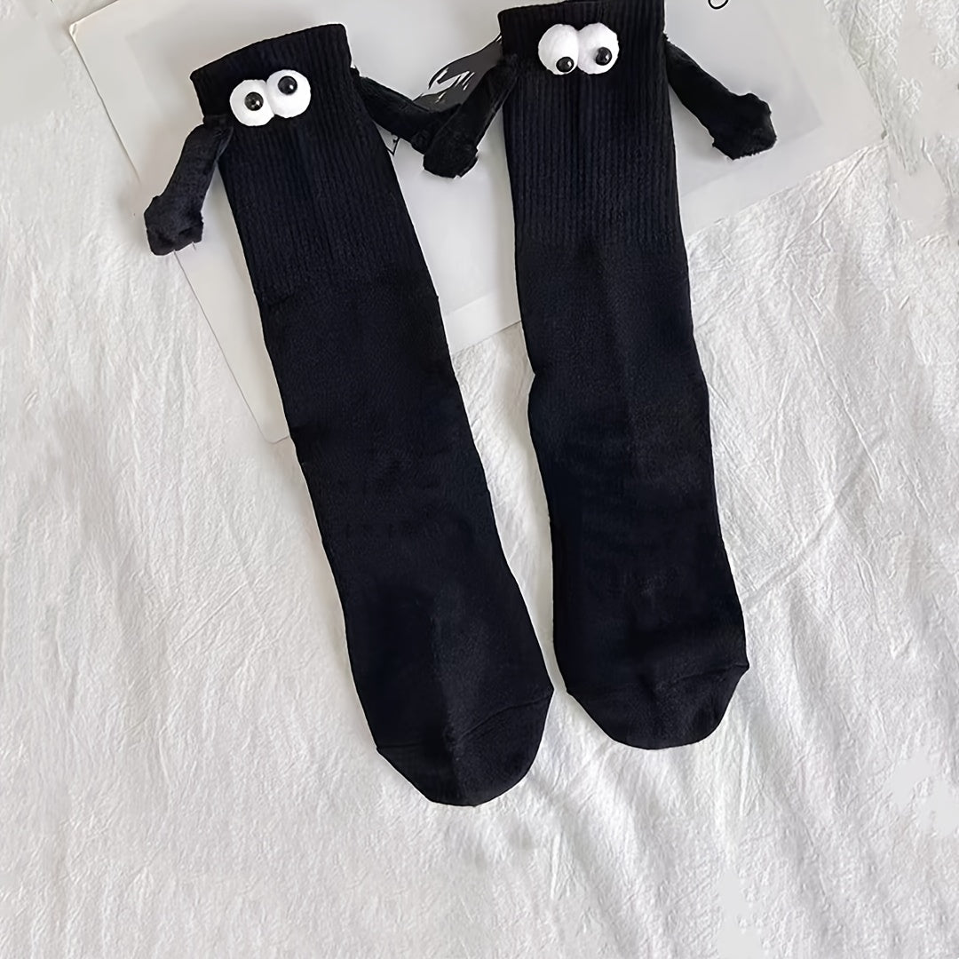 Magnetic couple mid-calf socks for women in cute and funny styles, perfect for internet celebrities and Douyin users.