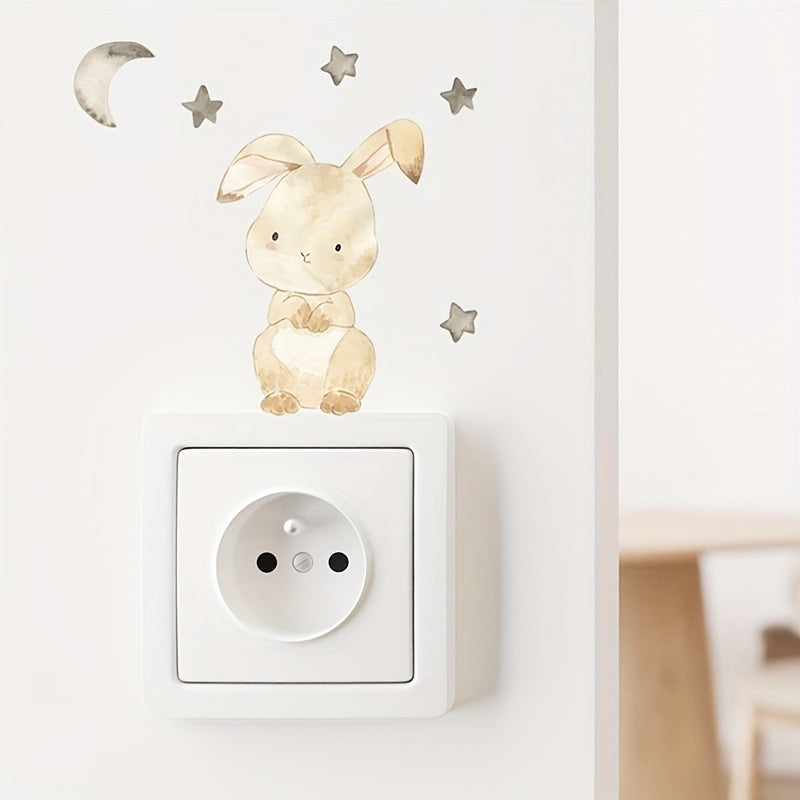 Decorate your room with 12 adorable cartoon animal switch stickers featuring lions, elephants, and rabbits. These bohemian wall stickers are perfect for adding a touch of cuteness to your space. They can be used on windows, doors, or any smooth surface