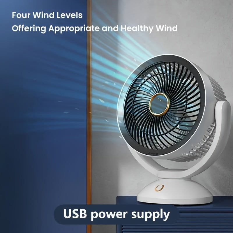 Household Desktop Fan with Adjustable Wind Speed and Night Light - 1pc Tabletop Air Circulation Fan for Office and Home