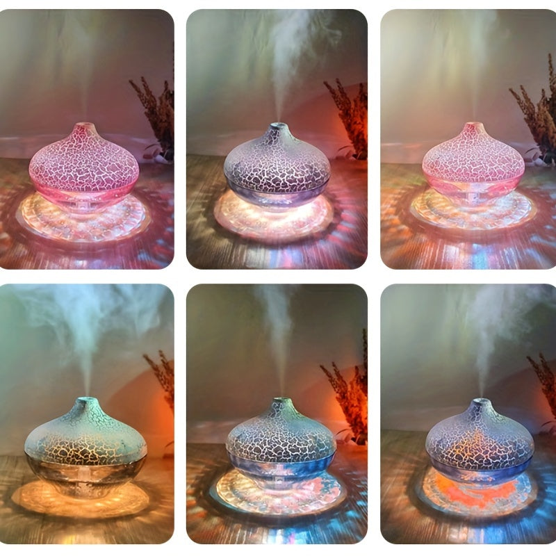 New Crystal Running Light USB Humidifier Aroma Diffuser, 300Ml, Suitable for Multiple Scenarios, Colorful Ambient Light, Silent Mist Hydration Device, USB Powered. Batteries Not Included.