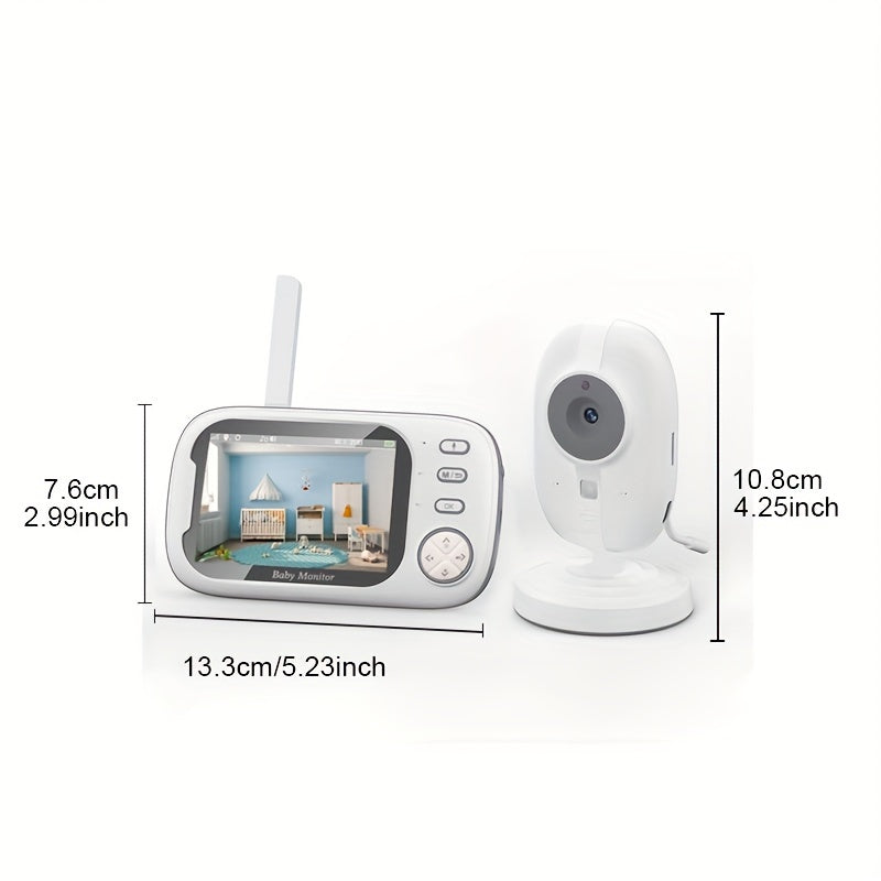 ANYAZHINENG 720p HD Monitor with Camera, featuring night vision, 2-way audio, temperature sensor, lullabies, secure transmission, cry detection, and self-adhesive design. Made of non-waterproof ABS material, this monitor is powered by USB and is suitable