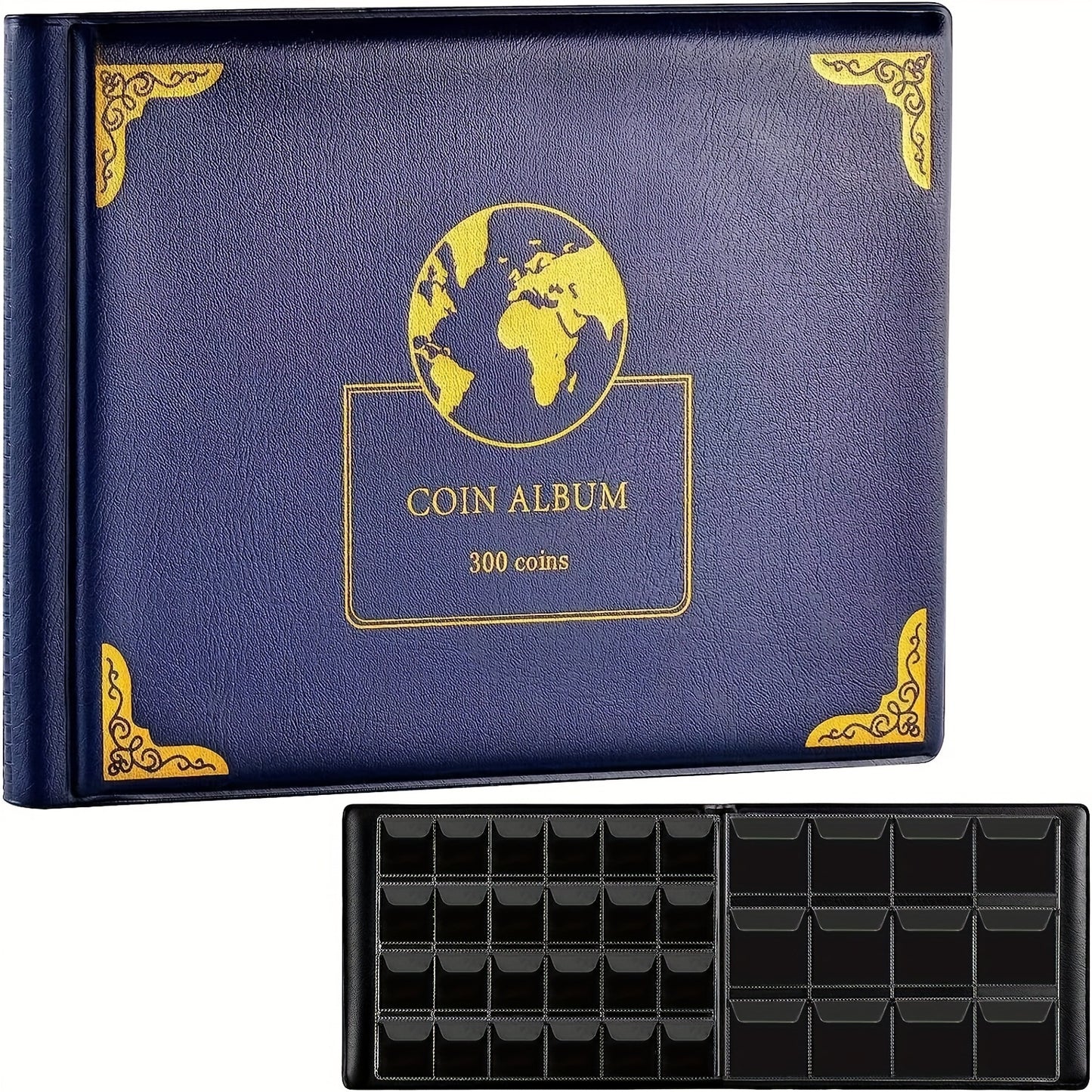 300 pocket black coin collection organizer book for 20-38mm coins