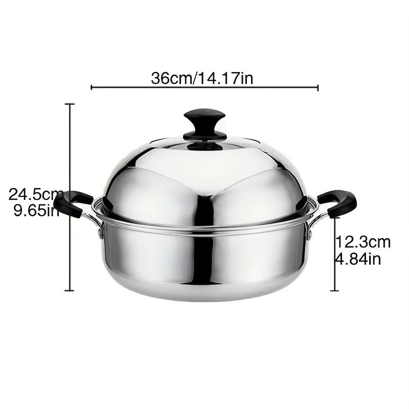 Durable and Versatile Stainless Steel Steamer Pot for Home Cooking - Works with Electric and Gas Stoves