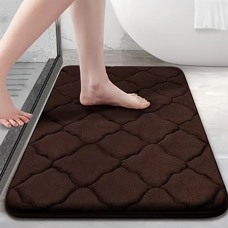 Flannel Memory Foam Bath Mat with Non-Slip, Absorbent Bath Rug, Easy-Clean Shower Mat for Home Bathroom Decor, Perfect for Fall Season, No Electricity Needed