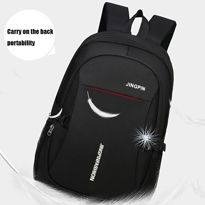 JINGPIN Casual Canvas Backpack with Nylon Laptop Compartment, Soft Shell, Zipper Closure, Quality Buckle, and Comfort Shoulder Strap.