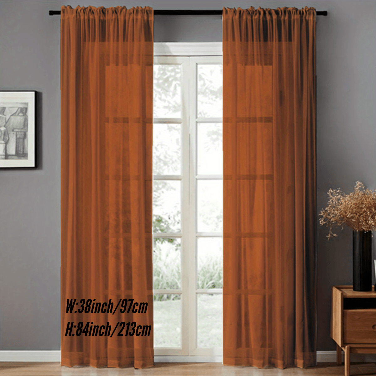 Pair of Sheer Voile Curtains with Rod Pocket for Kitchen, Bedroom, and Living Room Home Decor