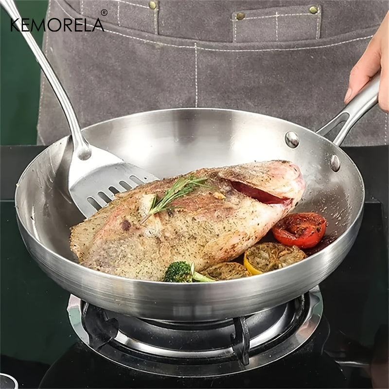 Set of 3 KEMORELA Stainless Steel Frying Pans - Suitable for Gas Stoves & Induction Cookers, Food Grade Omelette Pans with Multifunctional Features. Perfect Kitchen Utensils and Accessories, Gadgets for the Home Kitchen. Shipping By Sea.