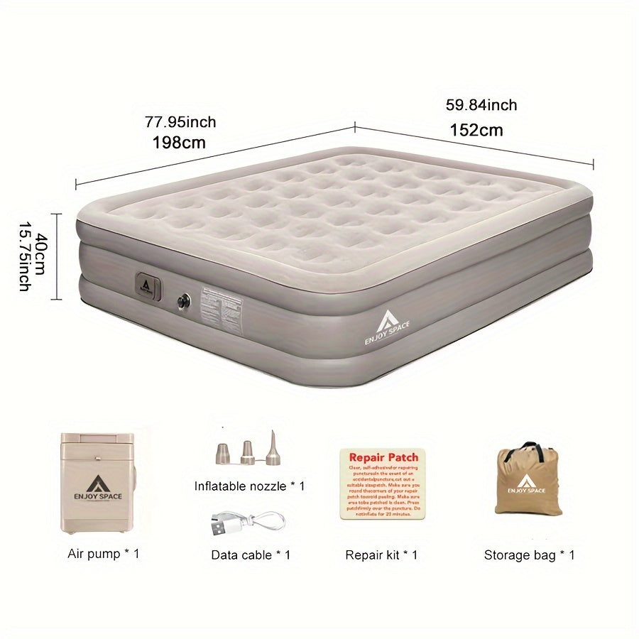 Outdoor inflatable bed sleeping pad for camping and home use. Automatic inflation.