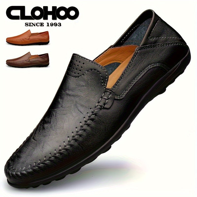 Handmade stitching men's loafer shoes for casual slip-on style by CLOHOO.