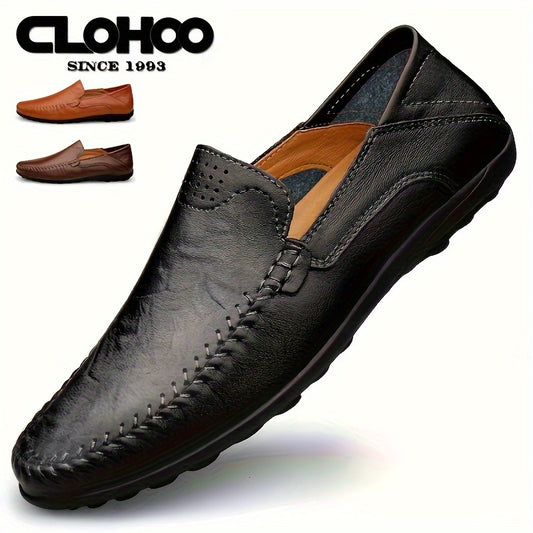 Handmade stitching men's loafer shoes for casual slip-on style by CLOHOO.