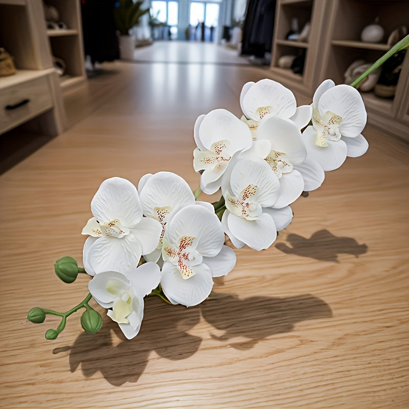 27-inch white orchid artificial flower with latex velvet, real touch, long stem, and tall vase, ideal for home and kitchen decoration for various occasions like Valentine's Day, Easter, Halloween, Thanksgiving, and winter. Perfect for desktop display, no