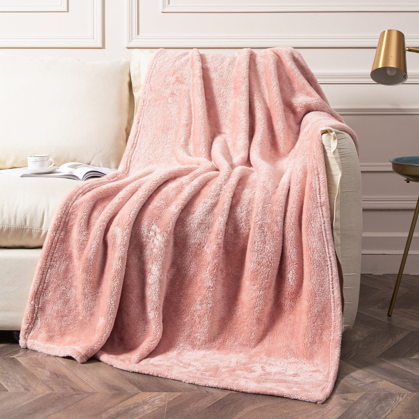 Soft and lightweight plush blanket perfect for couch, sofa, bed, and camping - keep cozy and warm while sleeping and snuggling