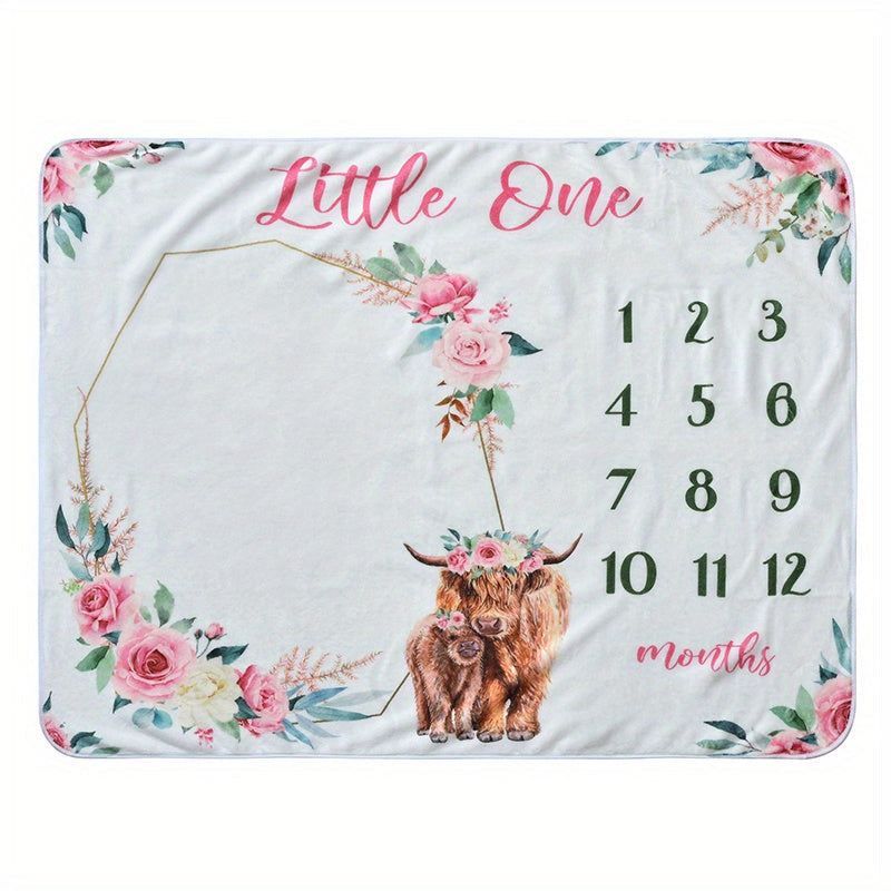 Baby Milestone Blanket featuring North American Highland Sheep Print for capturing your newborn's growth, commemorating special milestones, and creating stunning product photography. This versatile blanket can also be used as a shawl, bath towel, or